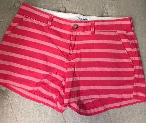 Old Navy  Pink and Red Stripe Cotton Shorts