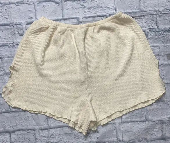 Adonna women M short sleeve & shorts waffle print pajama set cream color