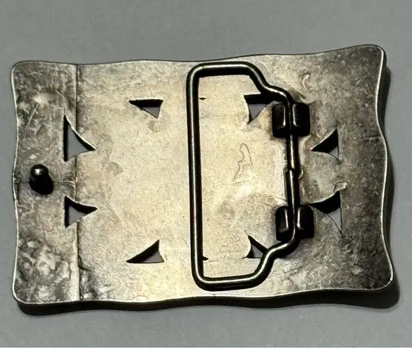 Western Floral Rectangular Statement Belt Buckle Silver
