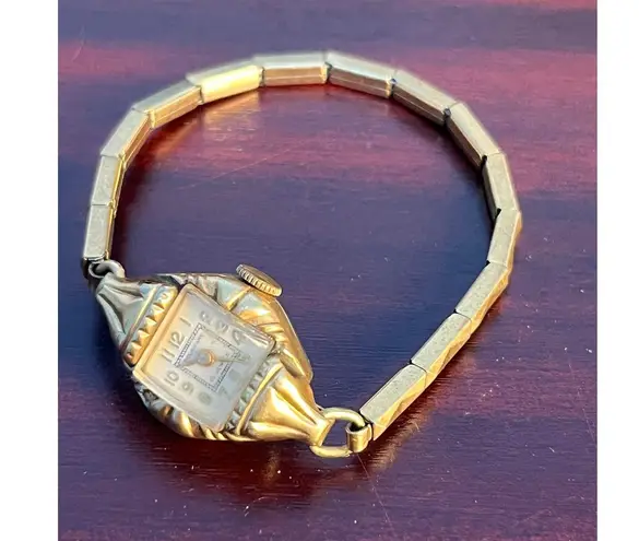 VTG Delaware 17 Jewels Watch 10K Bezel Stretch Band Coquette Not Tested Gold