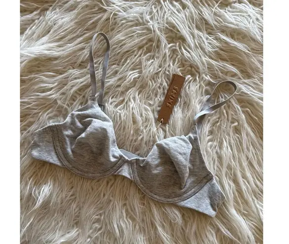 SKIMS Cotton Jersey Bra Light Heather Grey Size 34A