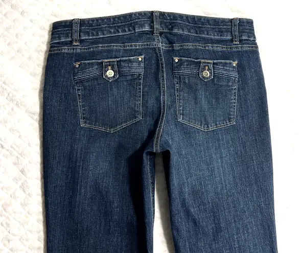 White House | Black Market  WHBM Blanc Flare Jeans size 12 Trouser Leg Blue Denim