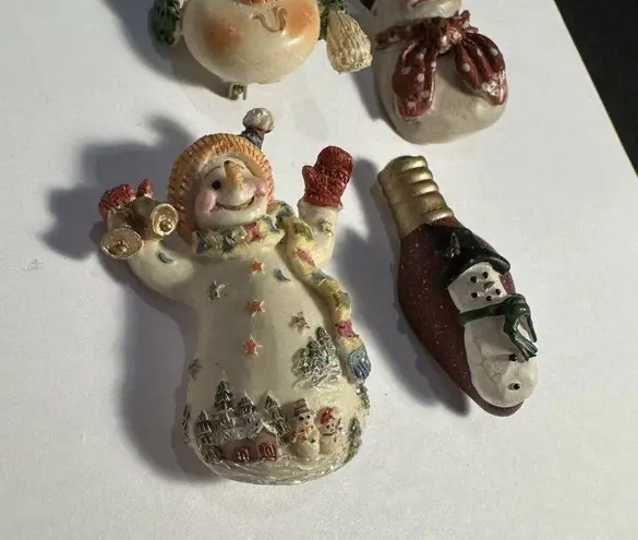 Snowman Christmas Holiday Brooch Pins Lot Of 4 Cute Snowmen