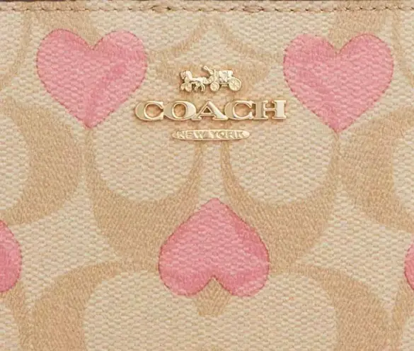 Coach Snap Wallet In Signature Canvas With Heart Print