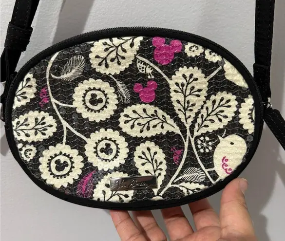 Disney Park Vera Bradley Birds and Flowers Sequined Cross Body Bag Small Black D