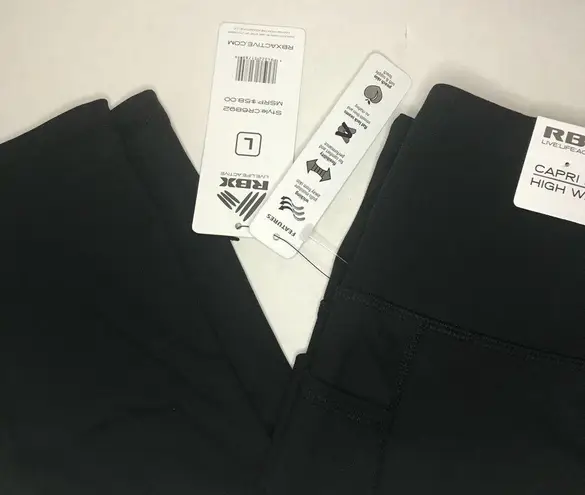 RBX Leggings Active Black Capri High Waisted Leggings Sz L NWT Workout Pants Size L