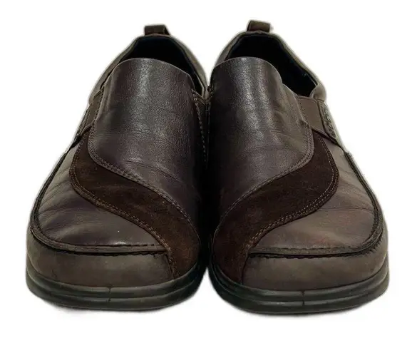 Ecco Brown Leather and Suede Slip On Loafers 41