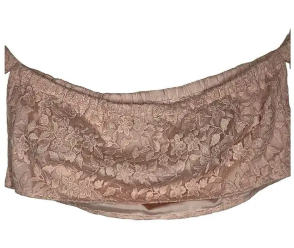 Eloquii Top Womens 22 Floral Lace Overlay Cropped Puff Sleeves Off Shoulder Pink