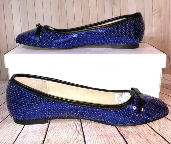 Women’s Blue Sequin Flats Loafers Size 7.5 New