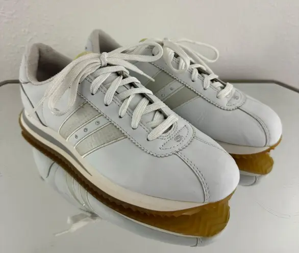 Skechers Vintage Y2K 2000s White Leather Rhinestone Stripe Casual Track Sneakers