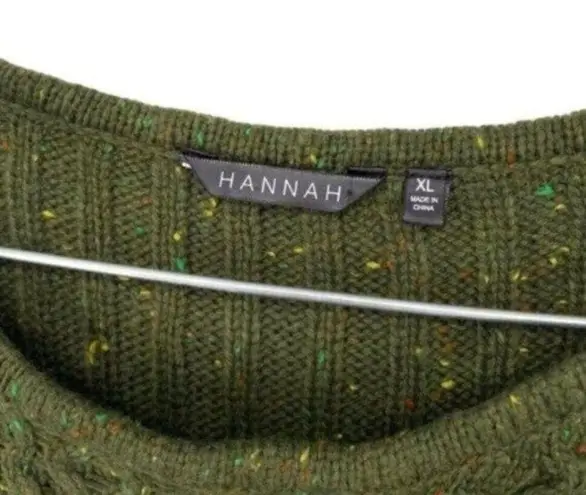 Hannah Hunter Hannah Green Confetti Cable Knit Sweater Chunky Cozy XL