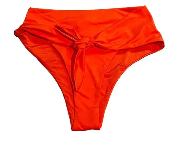 We Wore What Riviera Bikini Bottom Spicy Orange High Waist Self Tie Swim XS NWT