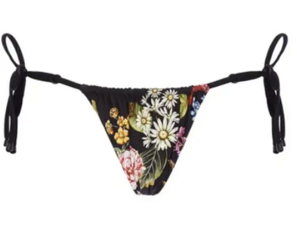 Agua Bendita ππ Aldana Moss Bikini Bottom ~ Black Floral Print Medium NWT