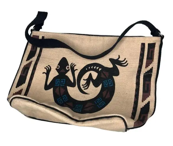 El Paso Saddle Blanket Co Cotton Tote Gecko Print Southwest Design Tan