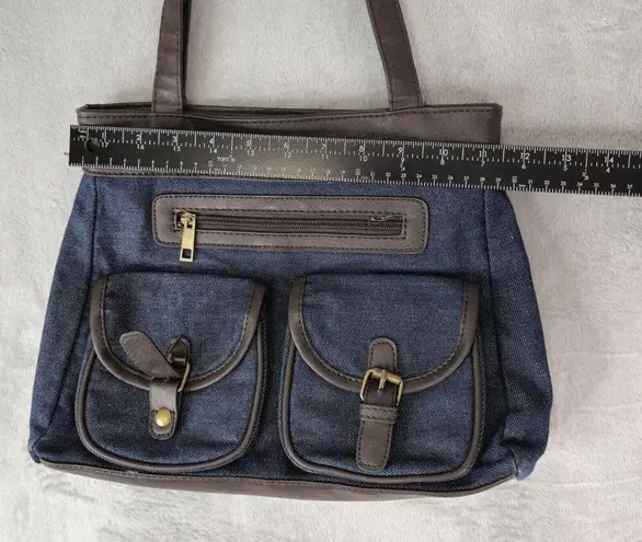 Gold Coast Blue Denim Faux Leather Shoulder Bag