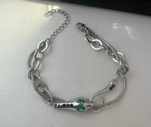 Link Chain Snake Bracelet for Men Women Streetwear Punk Hip Hop Unisex Style Silver