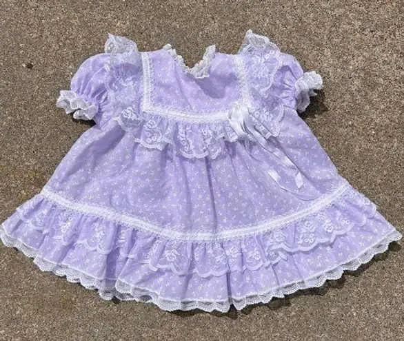 Vintage 90s Bryan purple ruffles lace calico floral bud dress Size undefined