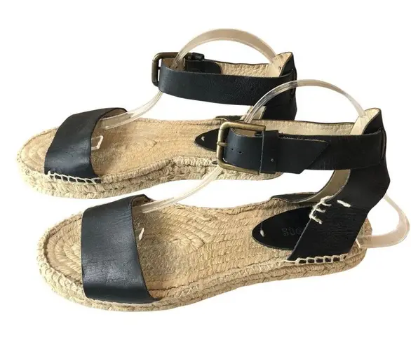 Soludos Womens Sandals Ankle Strap Espadrilles Buckle Black 9