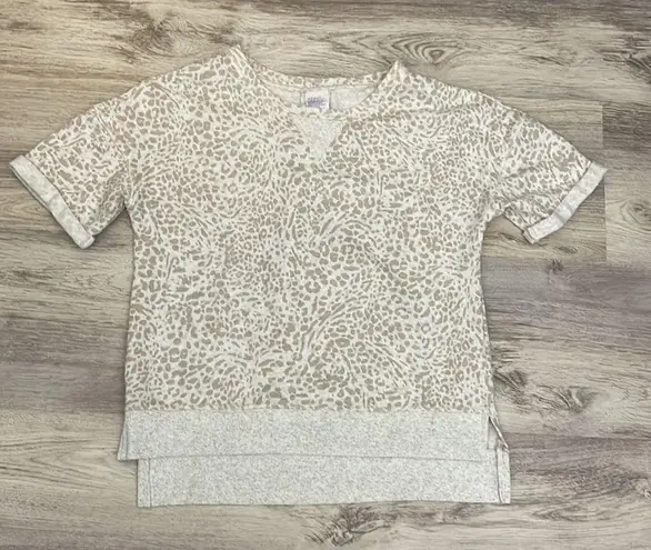 Stars Above Cream with Tan & Pale Pink Animal Print Short Cuff Sleeve Sweatshirt