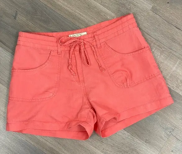 Basix of America Linen Blend Chino Shorts Coral Small