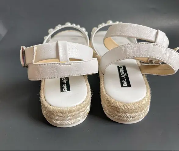 Karl Lagerfeld Adalina Pearl Embellished Espadrille White Women’s Size 9.5
