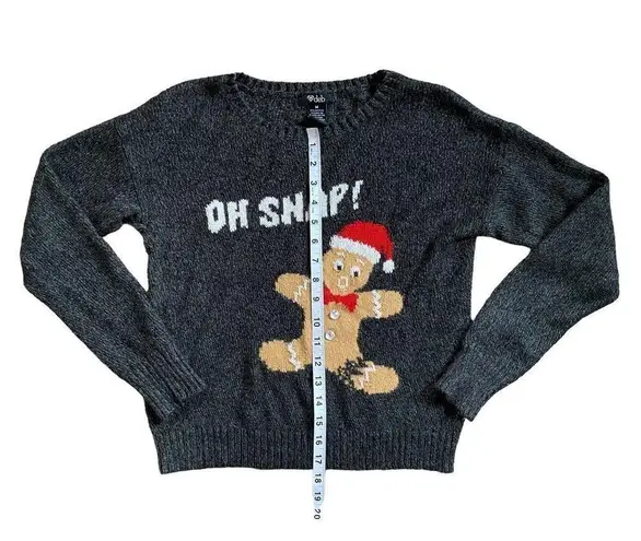 Deb Vintage Gingerbread Oh Snap Y2K Long Sleeve Fuzzy Sweater Medium Black
