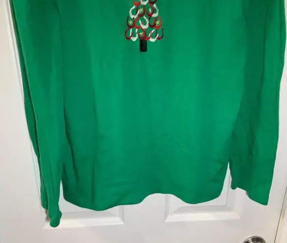 M&C Sportswear Green Horseshoe Christmas Tree Embroidered Top size XL