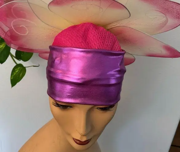 Handmade pink floral hat. This hat was made for the stage in the theater.