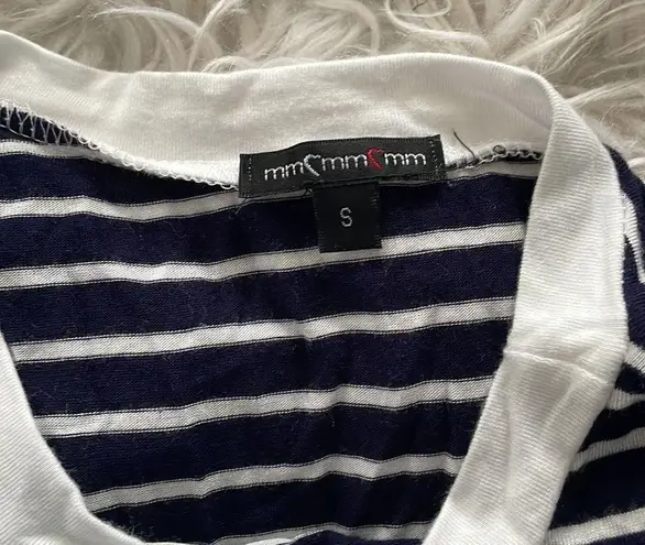 Macy's navy blue and white striped t shirt dress