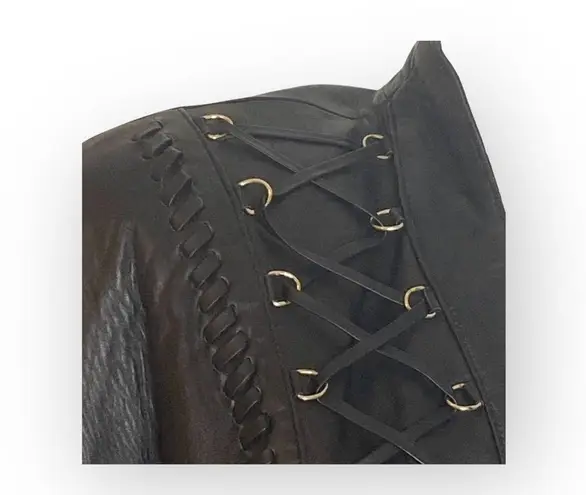 Vintage 90s: Erez x Lillie Rubin ☻︎ Whip Stitch Leather Jacket ☻︎ Gold Hardware Size M