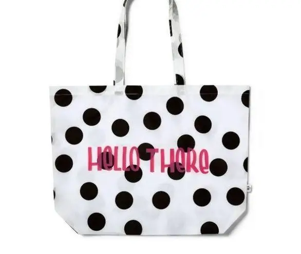 Tabitha Brown Hello There Polka Dot Reusable Packable Tote Bag White