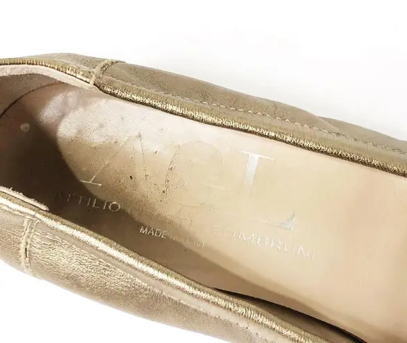 AGL Attilio Giusti Leombruni Pleated Pump Metallic Gold Size 5.5