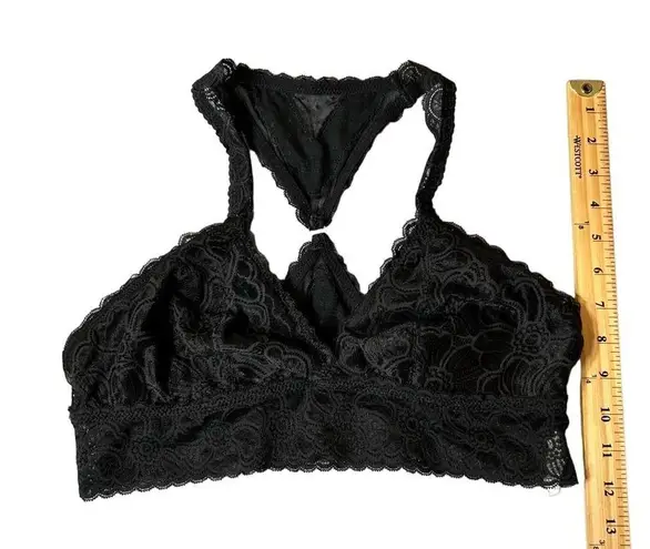 Aerie  Bralette Womens Large Black Lace V Neck Racerback Bralette