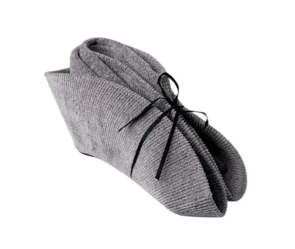 britt's knit's Foldable Getaway Panama Gray Hat Black Band Trim