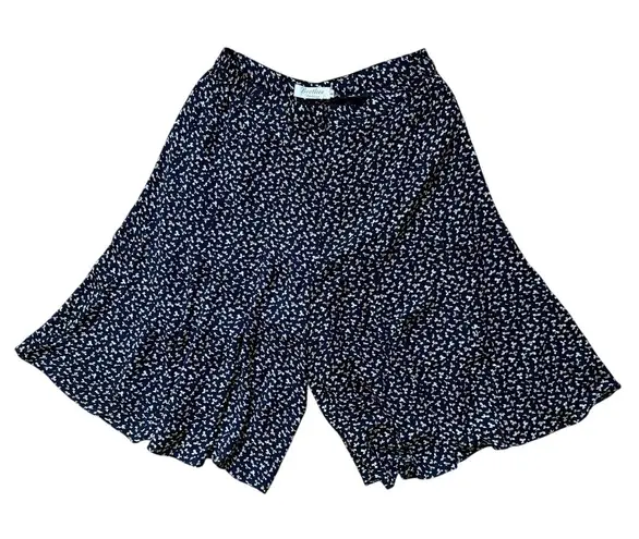 Vintage Navy Ditsy Floral Longline Flowing Culotte Shorts Women’s Size Large Y2K
