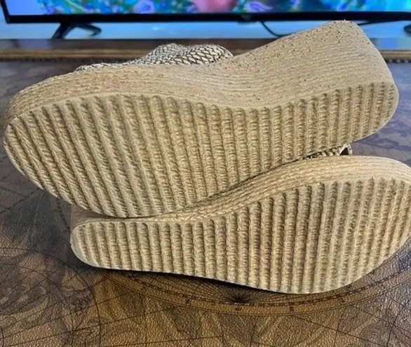 sbicca Womens Ballona Natural Beige Jute Slip On Platform Wedge Sandal sz 9M Y2K