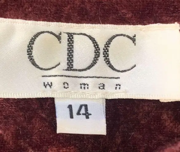 Vintage 90s Maxi Dress Burgundy Crushed Velvet Dark Floral Rosette Short Sleeve Red Size 14