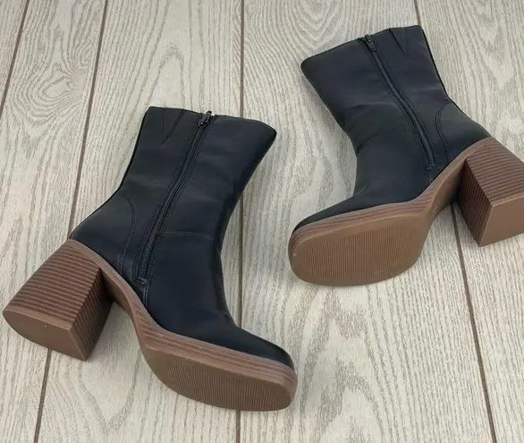 Sun + Stone Women's Aleenn Dress Booties 8.5M Black Smooth $90 Size 8.5