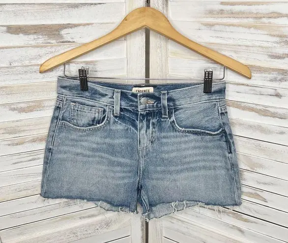 L'Agence  Women's Ryland High Rise Cut Off Denim Shorts Medium Wash Distressed 25