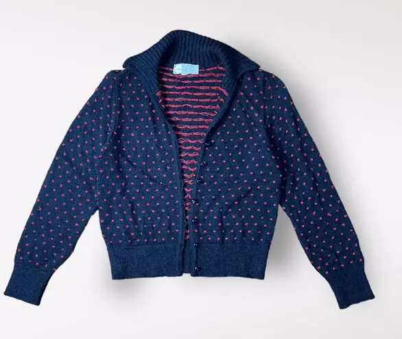 Brenda French For French Rags Vintage Patterned Collared Sweater Size S Black