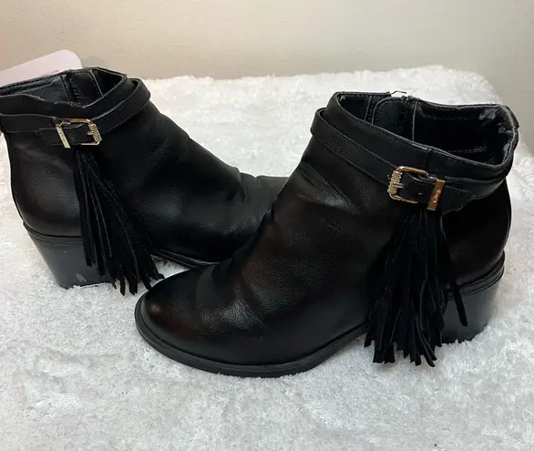 Circus by Sam Edelman Jolie Boot Size 9.5 Fringe Black Block Heel Western Women