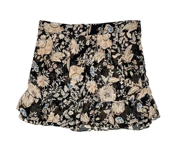 Sézane Carolina Mini Skirt, Black/Floral Print, FR46/US14