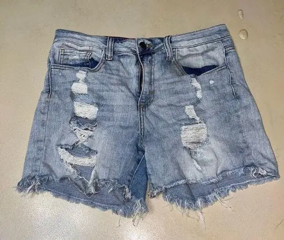 Cello  Distressed Frayed Denim Shorts