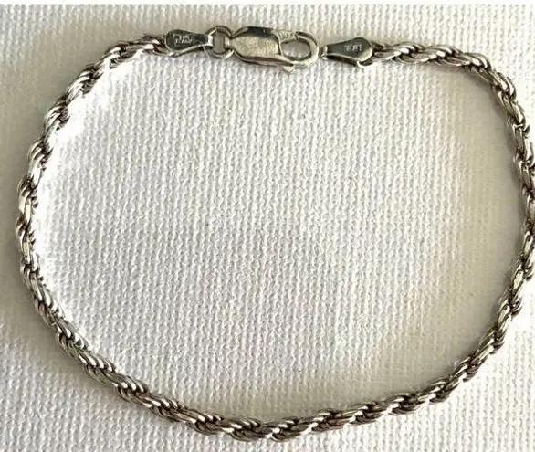 IBB 7” Women’s Vintage Italian Silver 925 Twisted Rope Chain Style Bracelet w Lo