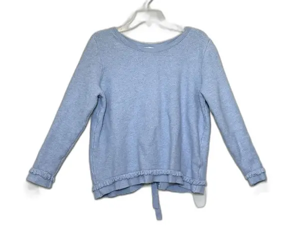 Olivia Warren Light Blue Sweater Short Fringe Trim Size XL Boho Chic