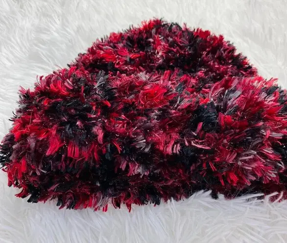 Vintage Y2K Red & Black Colorful Fuzzy Winter Hat