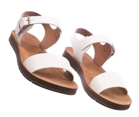 White Vegan Leather Ankle Strap Sandal Size 7