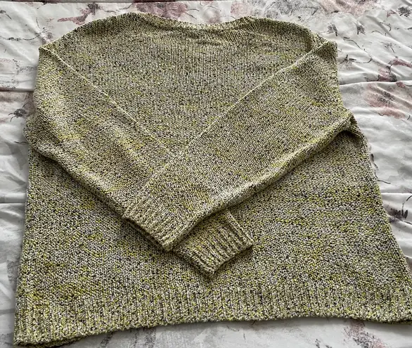 COS Yellow Marled Cotton Blend Crewneck Long Sleeve Sweater, size S