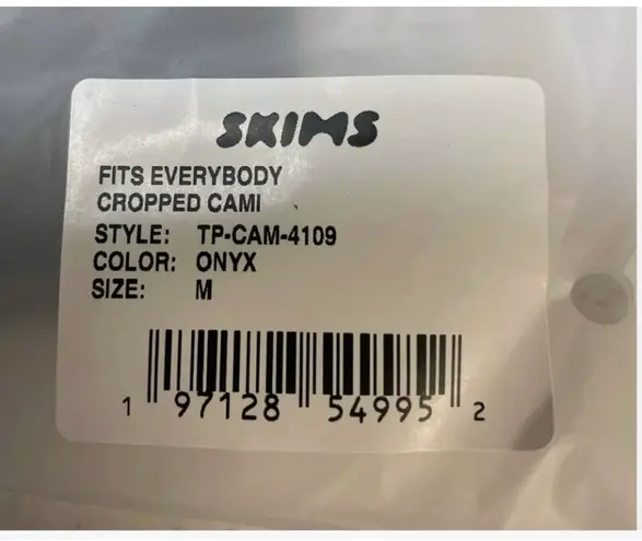 SKIMS Fits Everybody Cropped Cami Size-Medium Sealed bag Color-Onyx/black    Women's  Fits Everybody Cropped Cami in Onyx Black Size Small NWT  fitted cami, shelf bra, wide scoop neckline  76% polyamide / 24% elastane machine wash cold, non chlorine bleach, cool iron, do not dry clean