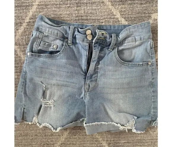 Energie Curvy Mom Denim Shorts Super High Rise Womens 9 - 29 Light Blue Wash Stretch